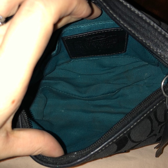 Black Signature Coach Bag with Blue Lining - Picture 2 of 6